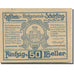 Banknote, Austria, Attersee, 50 Heller, château, 1920 AU(55-58) Mehl:FS 971a