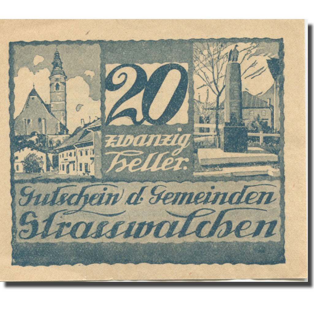 Banknote Austria Strasswalchen 20Heller Monument 1920 UNC(65-70) Mehl:FS 1047a