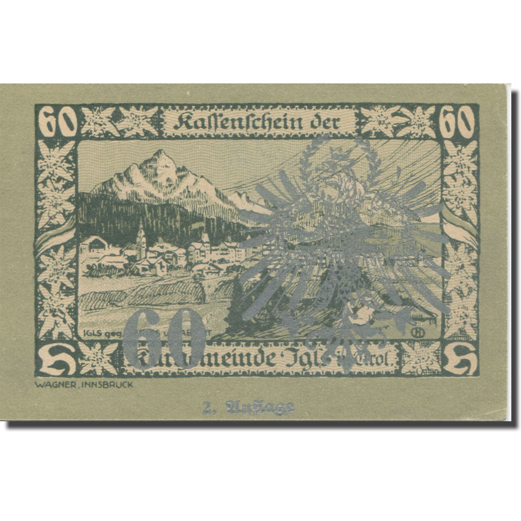 Banknote, Austria, Igls, 80 Heller, portrait 1, 1920 UNC(63) Mehl:FS 403SSb