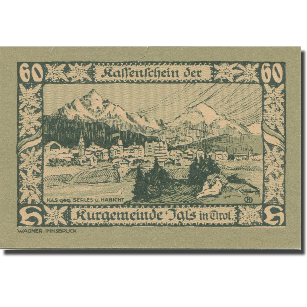 Banknote, Austria, Igls, 60 Heller, portrait 3, 1920 AU(55-58) Mehl:FS 403SSb