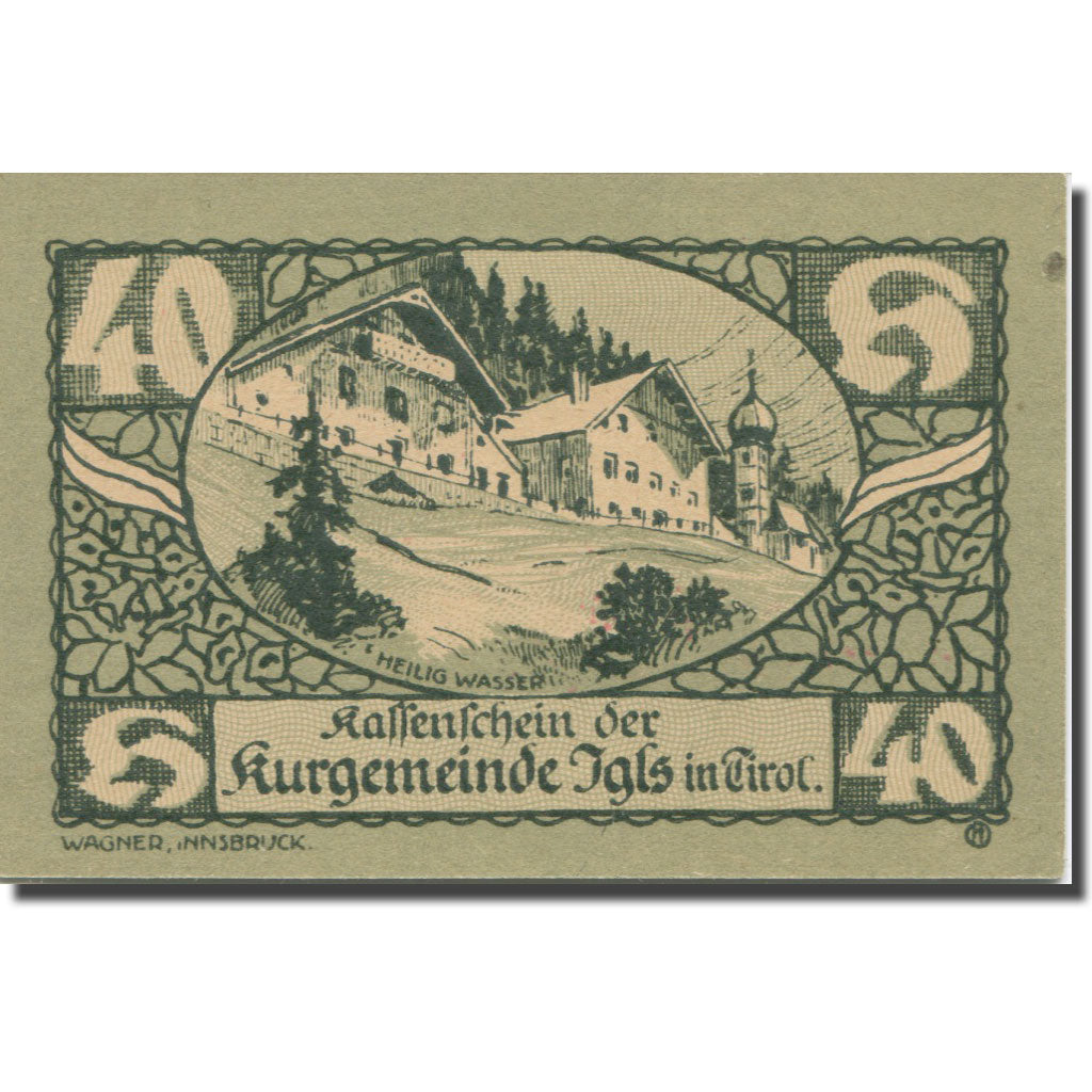 Banknote, Austria, Igls, 40 Heller, Blason, 1920 UNC(65-70) Mehl:FS 403SSb
