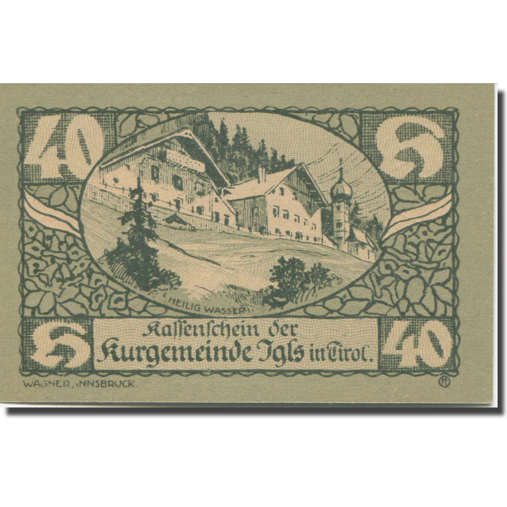 Banknote, Austria, Igls, 40 Heller, Blason 1, 1920 UNC(65-70) Mehl:FS 403SSb