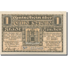 Banknote, Austria, Teschen, 1 Krone, château, 1919, 1919-10-25, UNC(63)