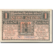 Nota, Áustria, Teschen, 1 Krone, château 1, 1919, 1919-04-30, AU(55-58)