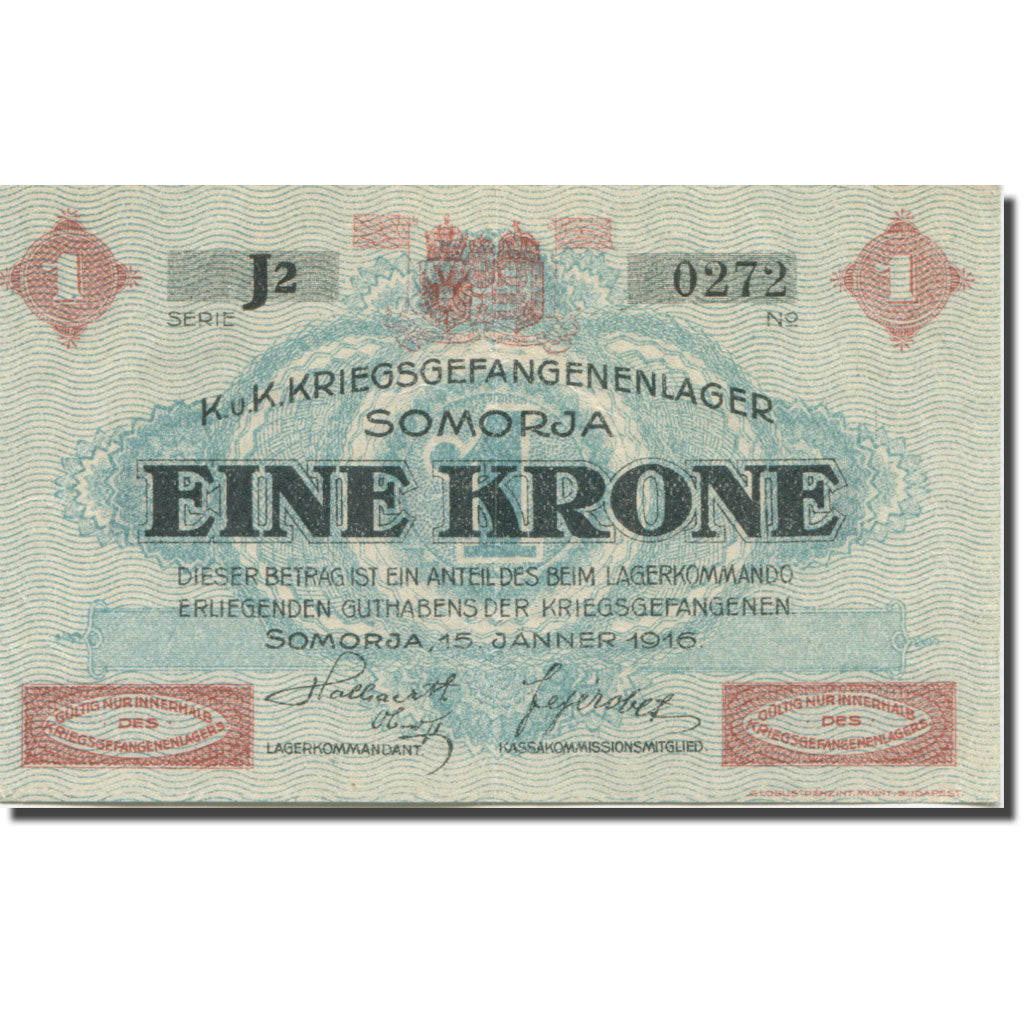 Banknote, Austria, Somorja, 1 Krone, Blason, 1916, 1916-01-15, EF(40-45)