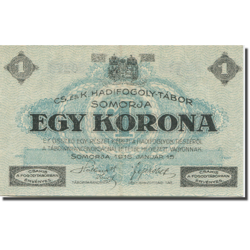 Banknote, Austria, Somorja, 1 Krone, Blason, 1916, 1916-01-15, EF(40-45)