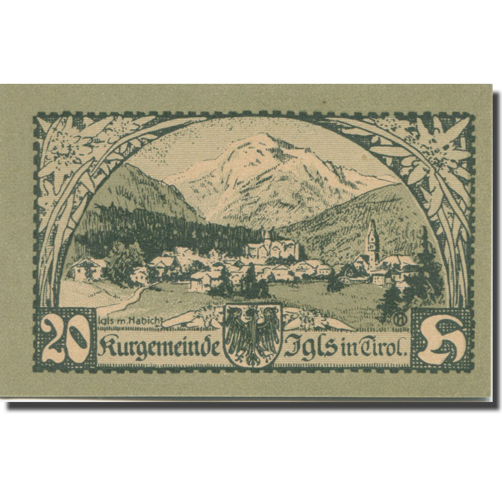 Banknote, Austria, Igls, 20 Heller, chalet, 1920, UNC(65-70) Mehl:FS 403