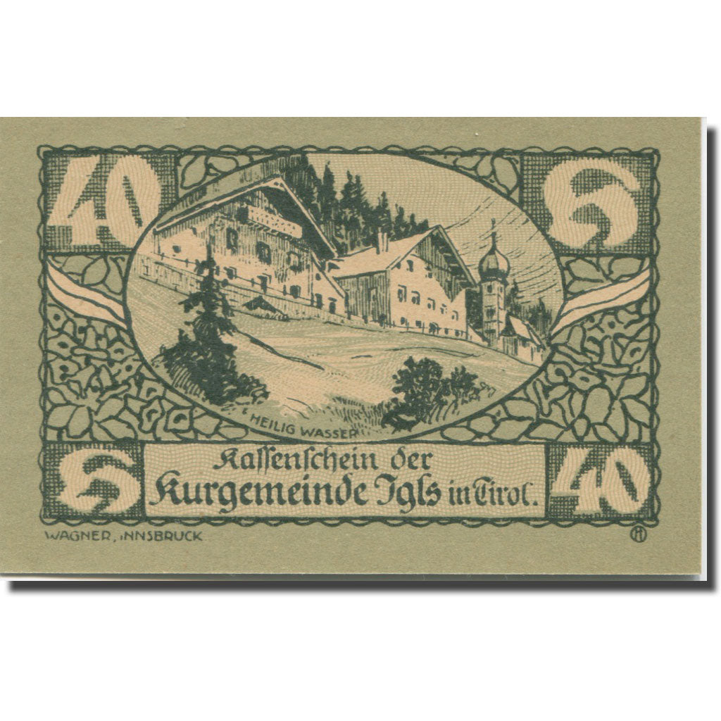 Banknote, Austria, Igls, 40 Heller, montagne 1920-12-31, UNC(63), Mehl:FS 403