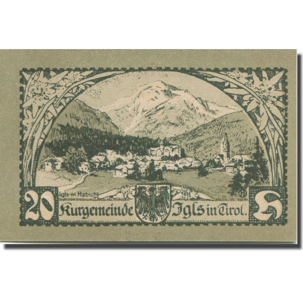 Banknote, Austria, Igls, 20 Heller, montagne, 1920 UNC(65-70)  Mehl:FS 403ssc
