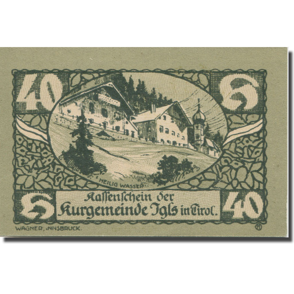 Banconote, Austria, Igls, 40 Heller, chalet 1920-12-31, FDS Mehl:FS 403ssc