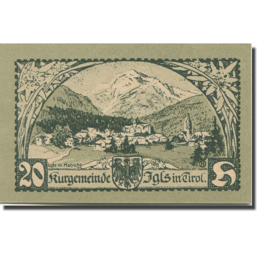 Banknote, Austria, Igls, 20 Heller, village, 1920 UNC(65-70) Mehl:FS 403sse