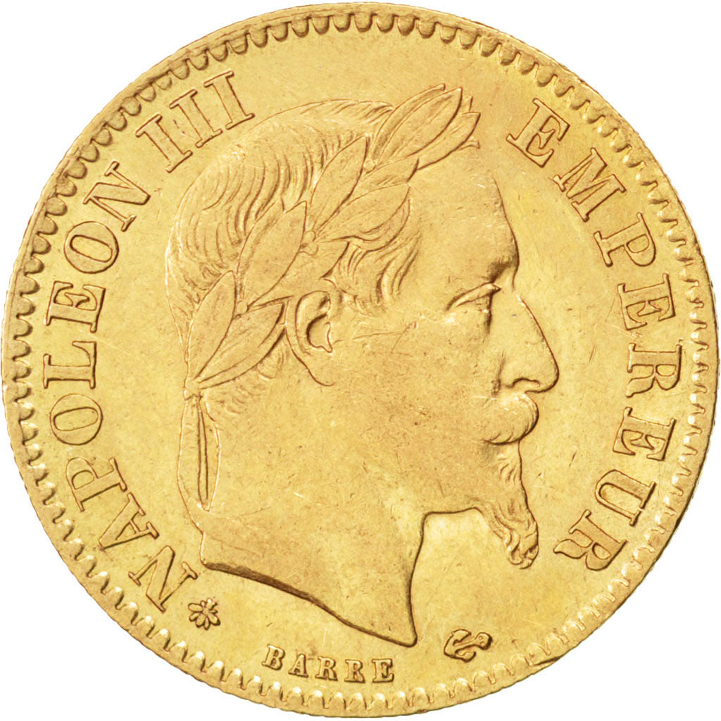 Francia, Napoleon III, Napoléon III, 10 Francs, 1863, Paris, BB+, Oro, KM:80...