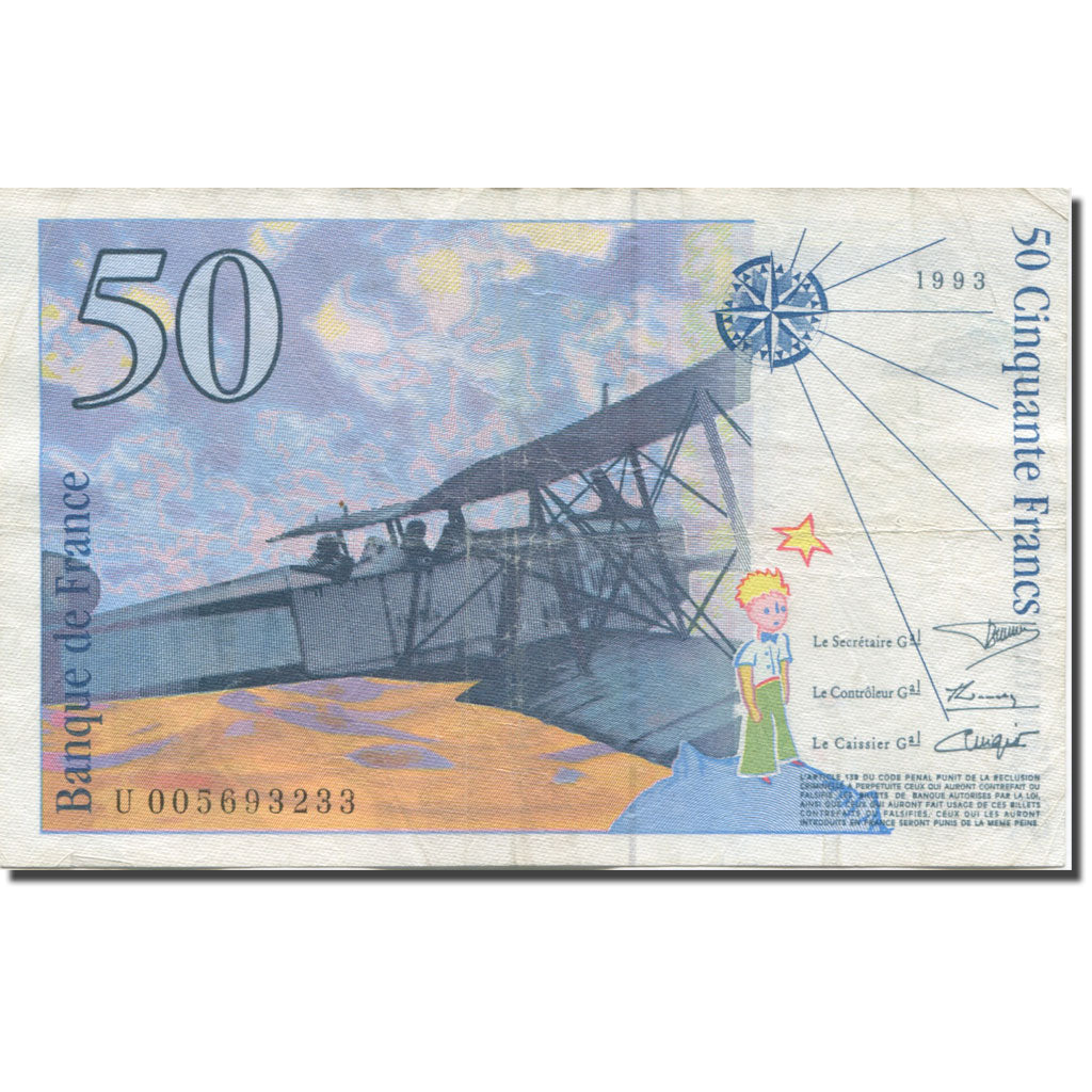 Frankreich, 50 Francs, St Exupéry, 1993, SS+, Fayette:72.2, KM:157b