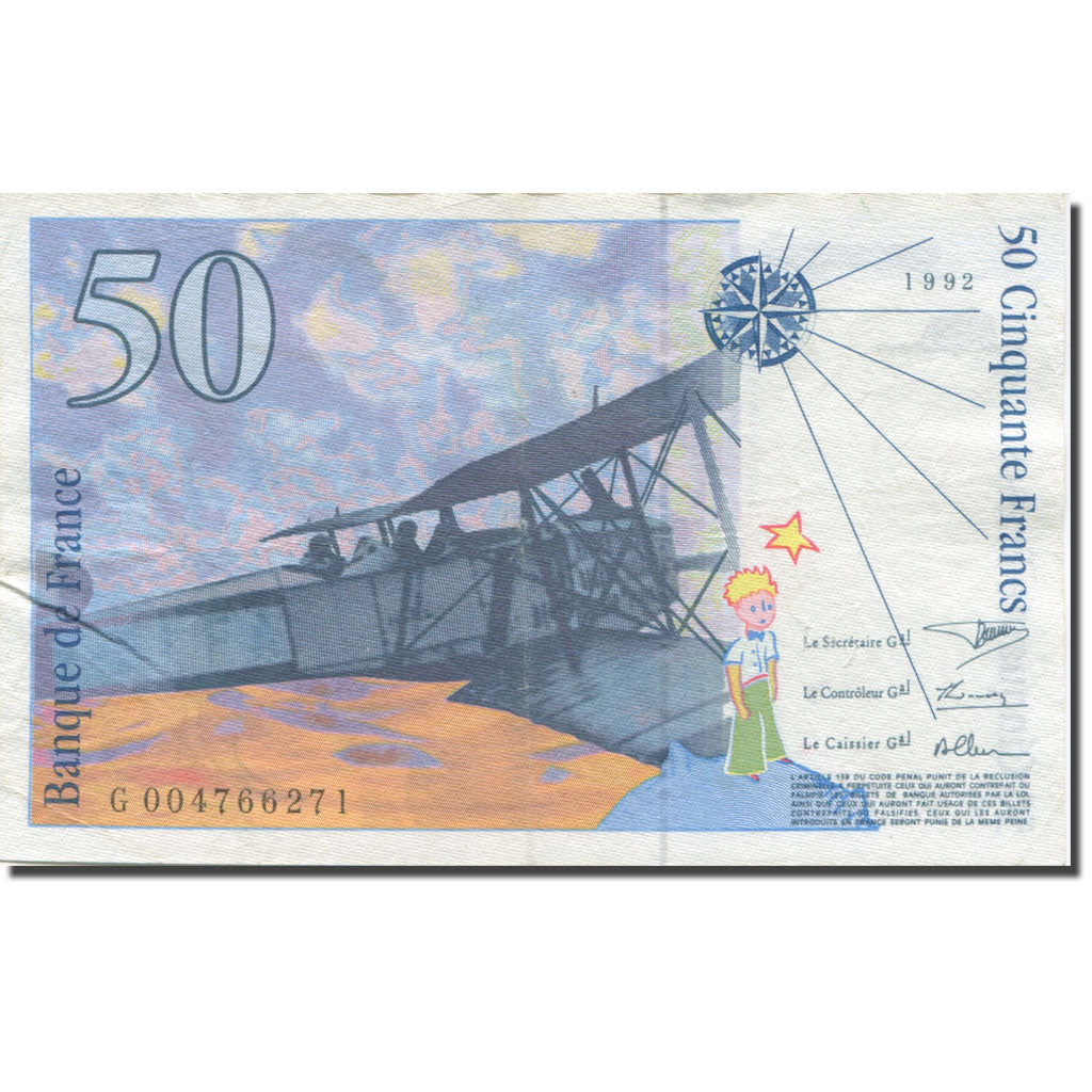 France, 50 Francs, St Exupéry, 1992, SUP, Fayette:72.1b, KM:157a