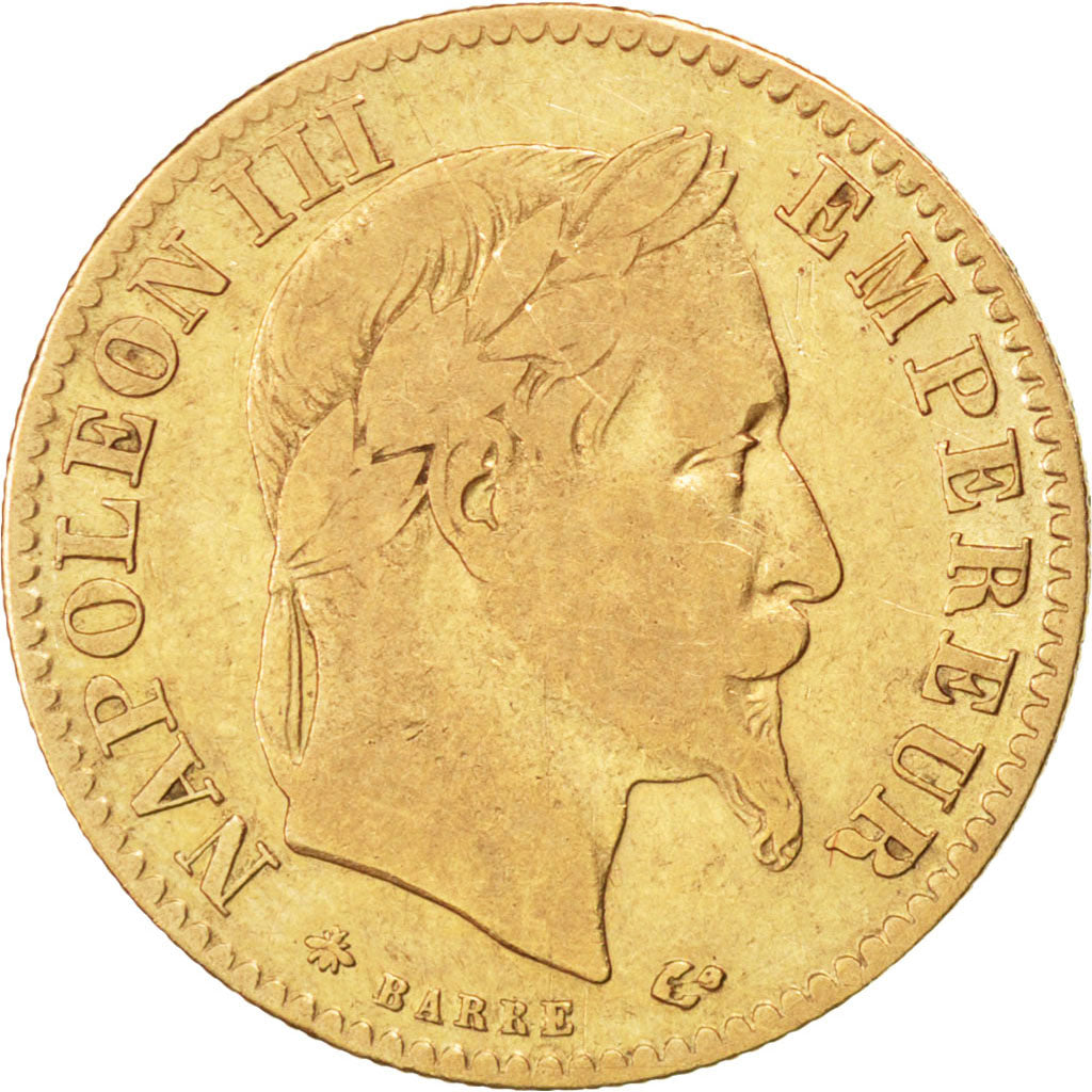 FRANCE, Napoléon III, 10 Francs, 1866, Paris, KM #800.1, VF(20-25), Gold, Gadour