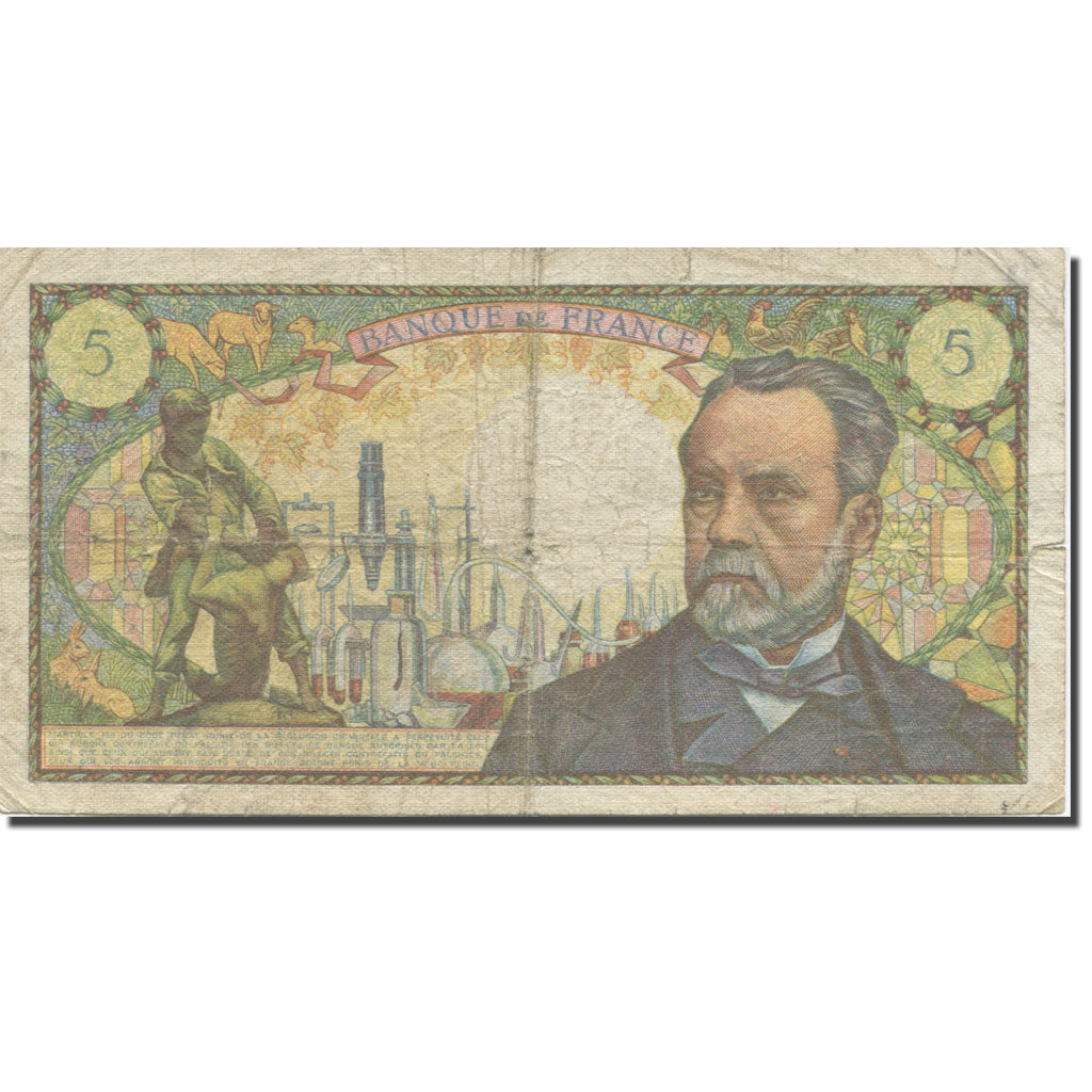 France, 5 Francs, Pasteur, 1969, 1969-06-05, VF(20-25), Fayette:61.10, KM:146b