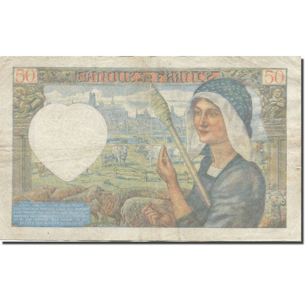 Francia, 50 Francs, Jacques Coeur, 1942, 1942-01-08, BC+, Fayette:19.18, KM:93