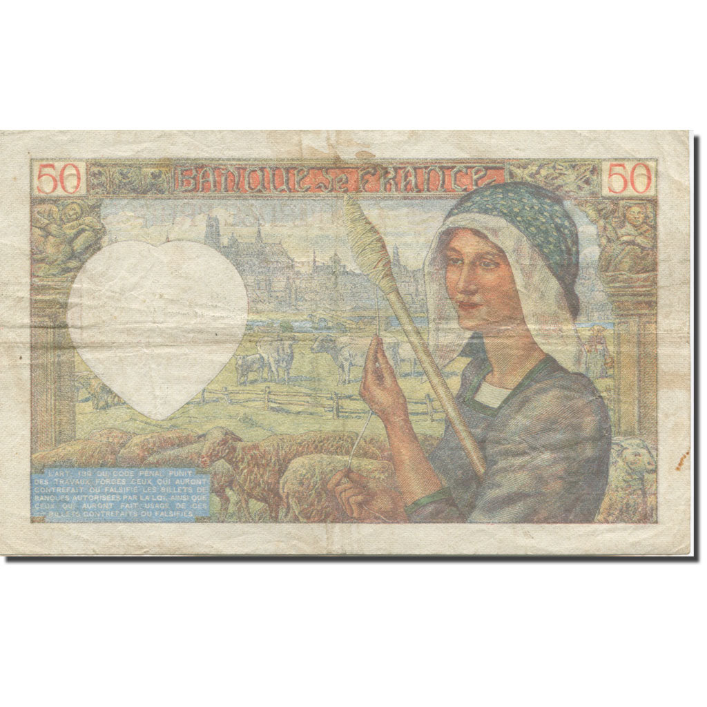 Frankrijk, 50 Francs, Jacques Coeur, 1942, 1942-05-15, TTB, Fayette:19.20, KM:93