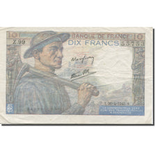 Frankrijk, 10 Francs, Mineur, 1941-1943, 1945-04-26, TTB, Fayette:8.14, KM:99b