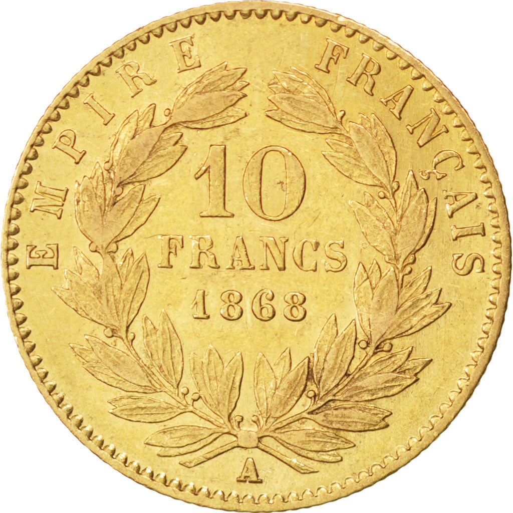 Second Empire, 10 Francs or Napoléon III tête laurée 1868 Paris, KM 800.1