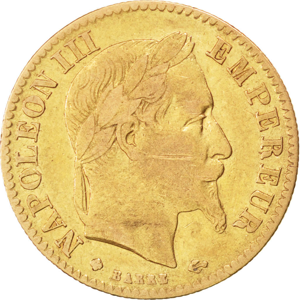 Moneda, Francia, Napoleon III, Napoléon III, 10 Francs, 1865, Strasbourg, BC+
