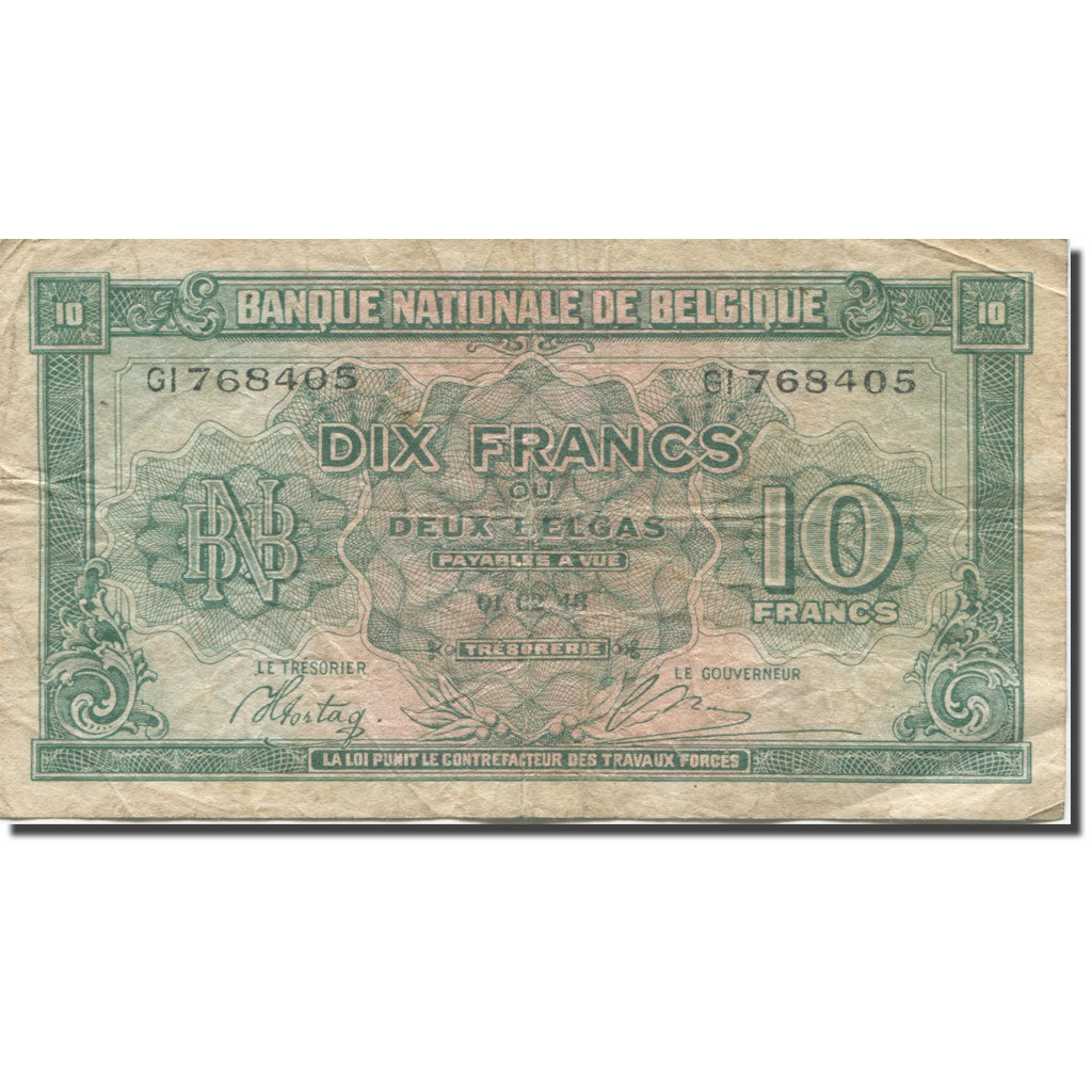 Banknote, Belgium, 10 Francs-2 Belgas, 1943-1945, 1943-02-01, KM:122, EF(40-45)