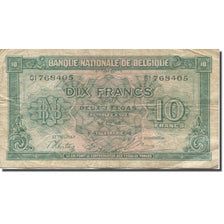 Nota, Bélgica, 10 Francs-2 Belgas, 1943-1945, 1943-02-01, KM:122, EF(40-45)