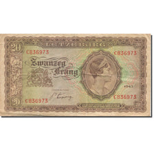 Banknote, Luxembourg, 20 Frang, 1943, 1943, KM:42a, EF(40-45)