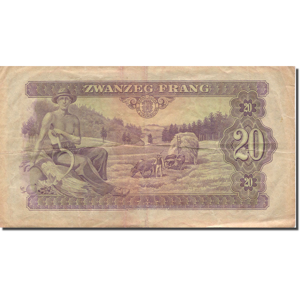 Banknote, Luxembourg, 20 Frang, 1943, 1943, KM:42a, EF(40-45)
