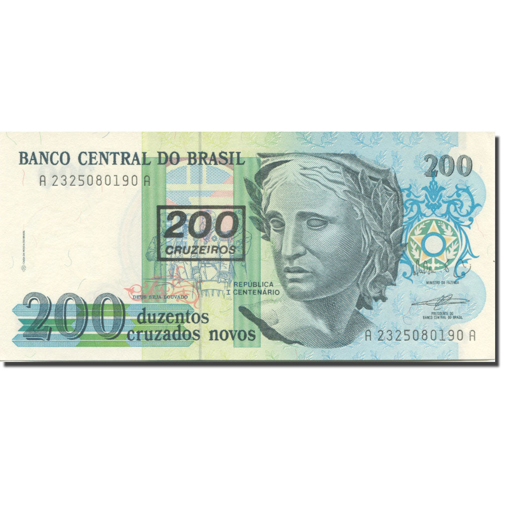 Nota, Brasil, 200 Cruzeiros on 200 Cruzados Novos, 1990, KM:225a, UNC(65-70)