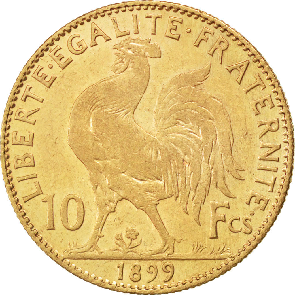 FRANCE, Marianne, 10 Francs, 1899, Paris, KM #846, AU(50-53), Gold, Gadoury...