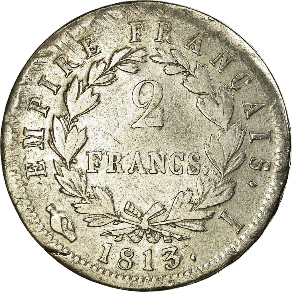 France, Napoleon I, 2 Francs, 1813, Limoges, Silver, VF(30-35), Gadoury:501