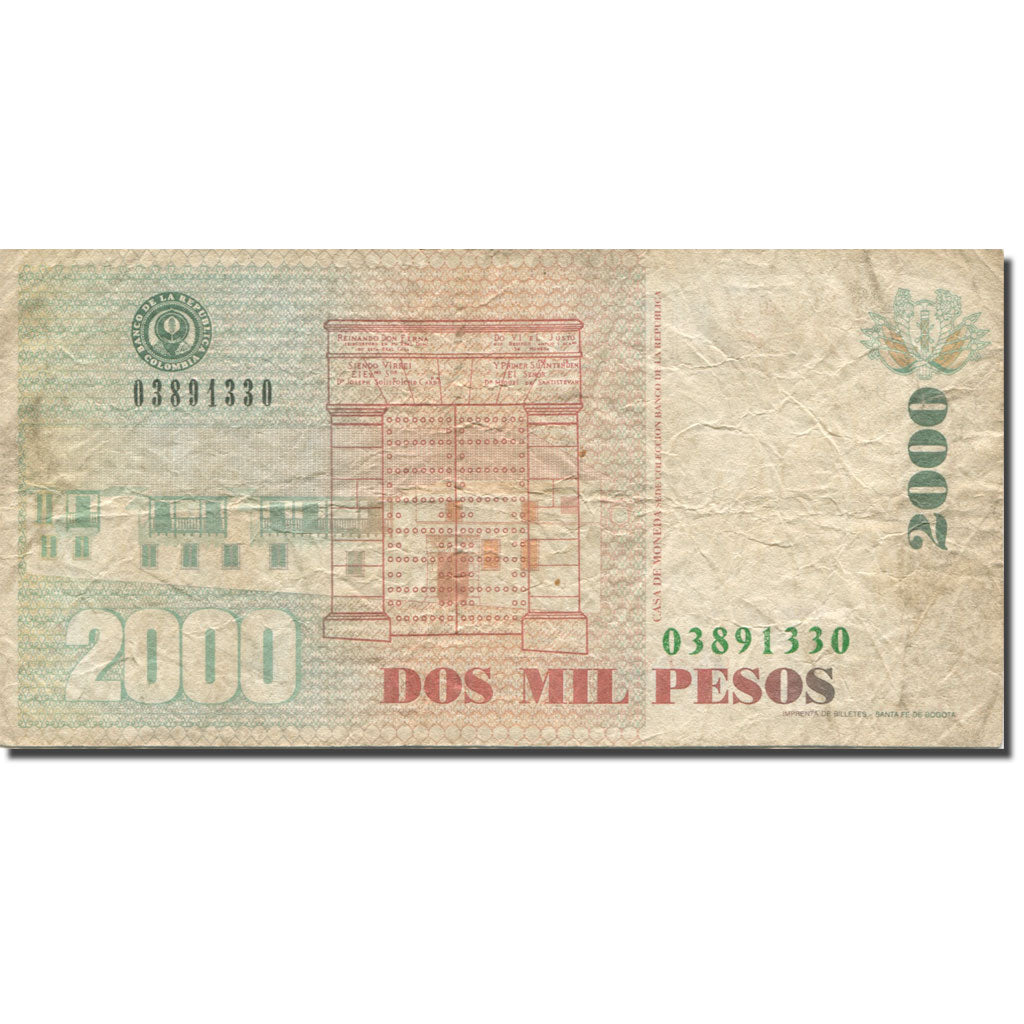 Banknote, Colombia, 2000 Pesos, 1997, 1997-05-06, KM:445b, VF(30-35)