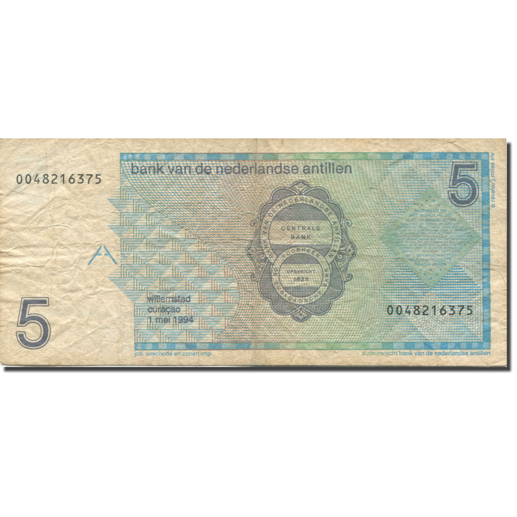 Banknote, Netherlands Antilles, 5 Gulden, 1994, 1994-05-01, KM:22c, EF(40-45)
