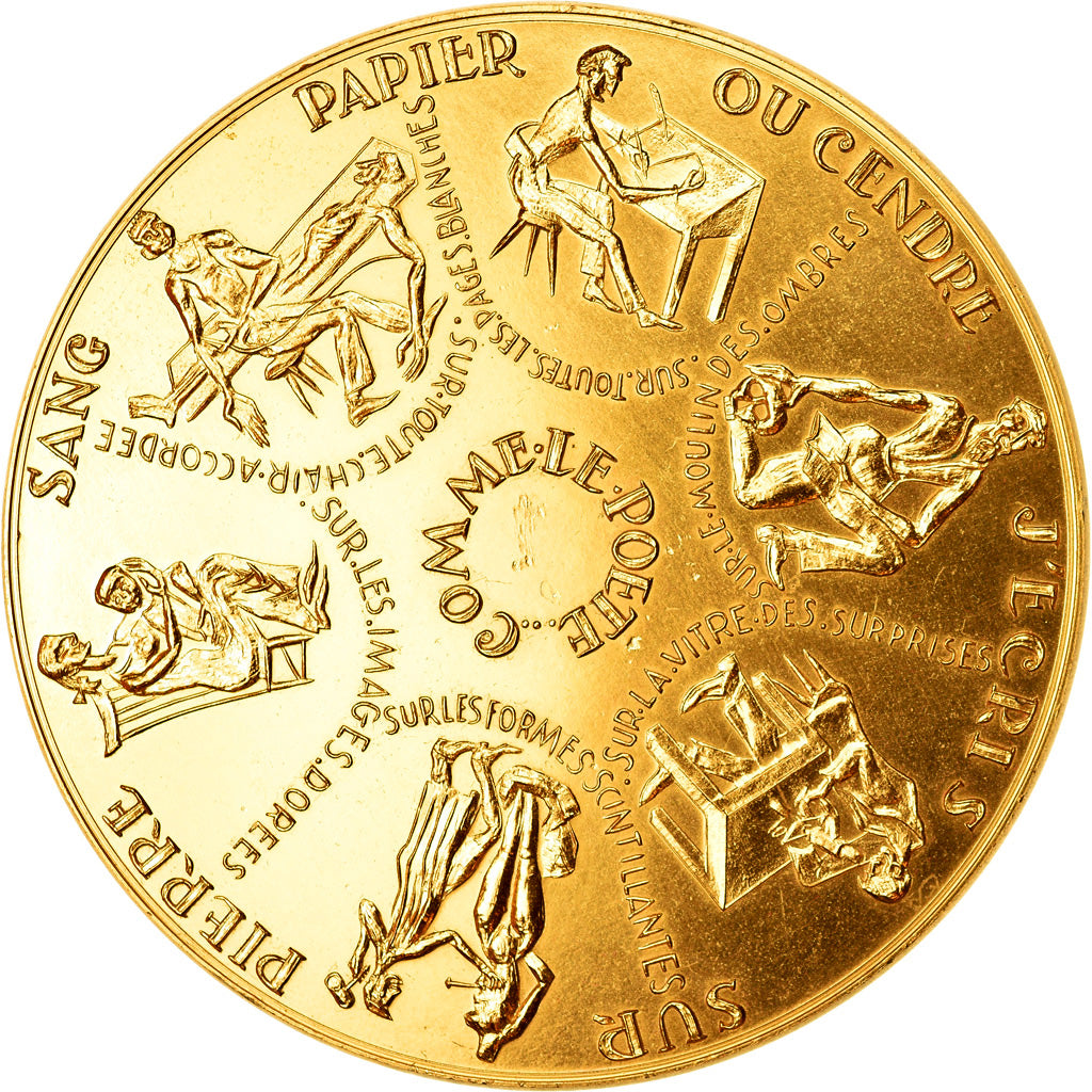 France, Medal, Nouvelle Année, Voeux, Fleurs, 1974, Devigne, MS(60-62), Gilt