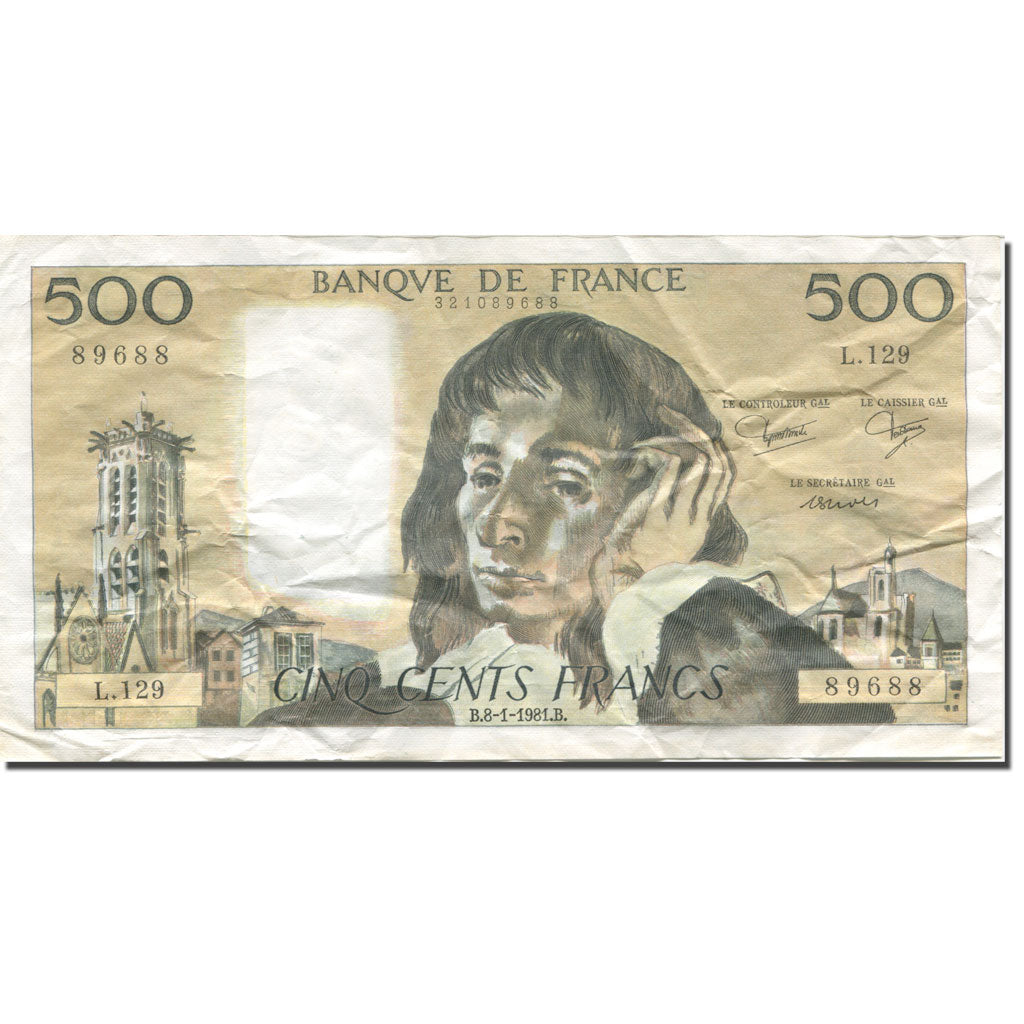 France, 500 Francs, 1981-01-08, EF(40-45), Fayette:71.23, KM:156e