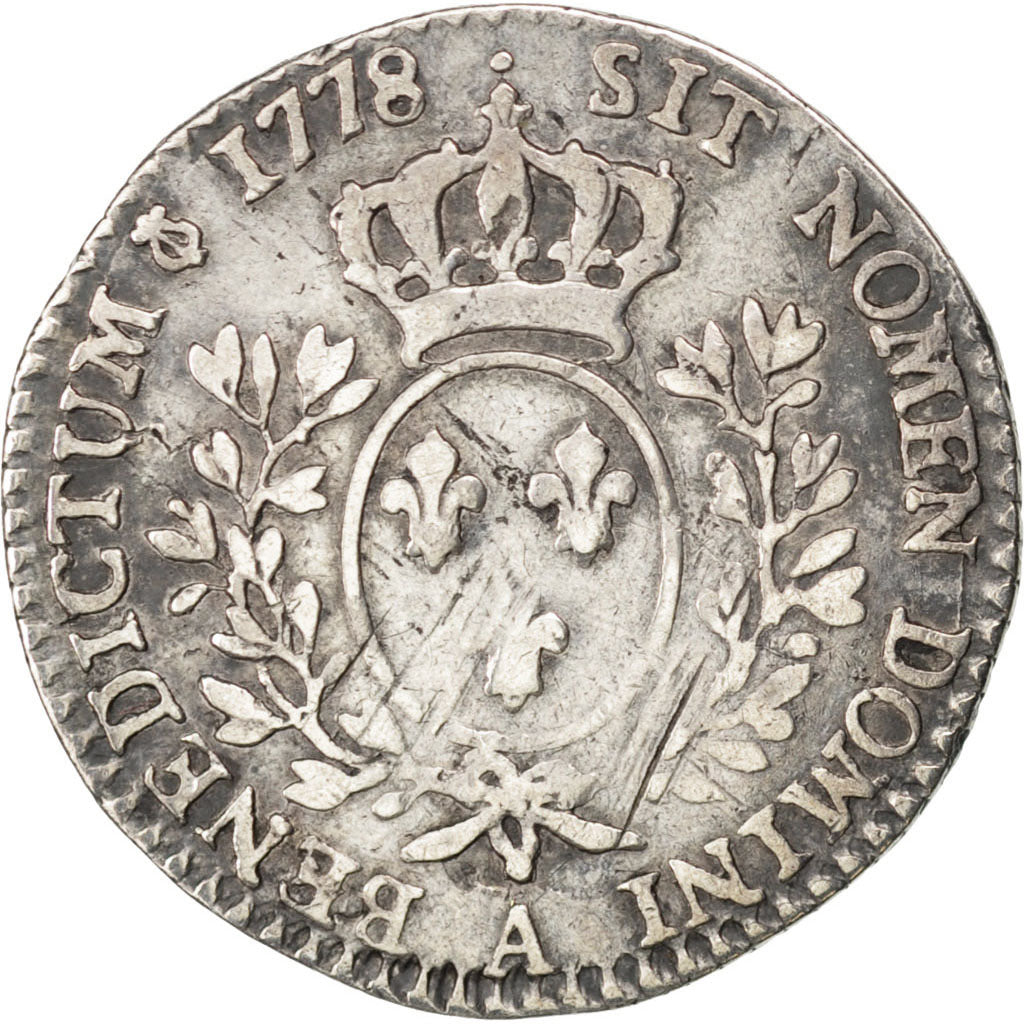 FRANCE, 1/10 Écu, 12 Sols, 1/10 ECU, 1778, Paris, KM #568.1, VF(30-35), Silver, 