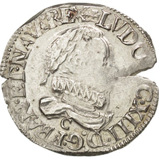Monnaie, France, Louis XIII, 1/2 Franc, grosse tête laurée au col fraisé, 1/2