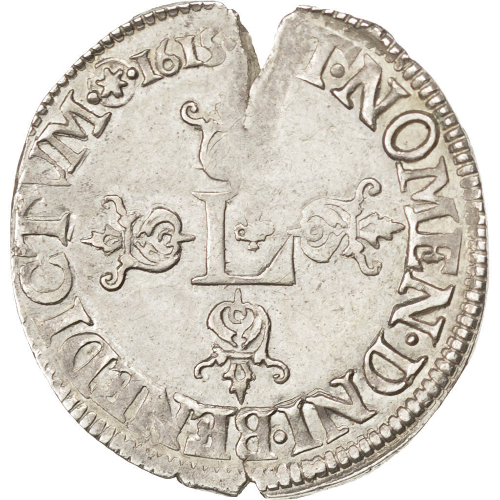 Monnaie, France, Louis XIII, 1/2 Franc, grosse tête laurée au col fraisé, 1/2