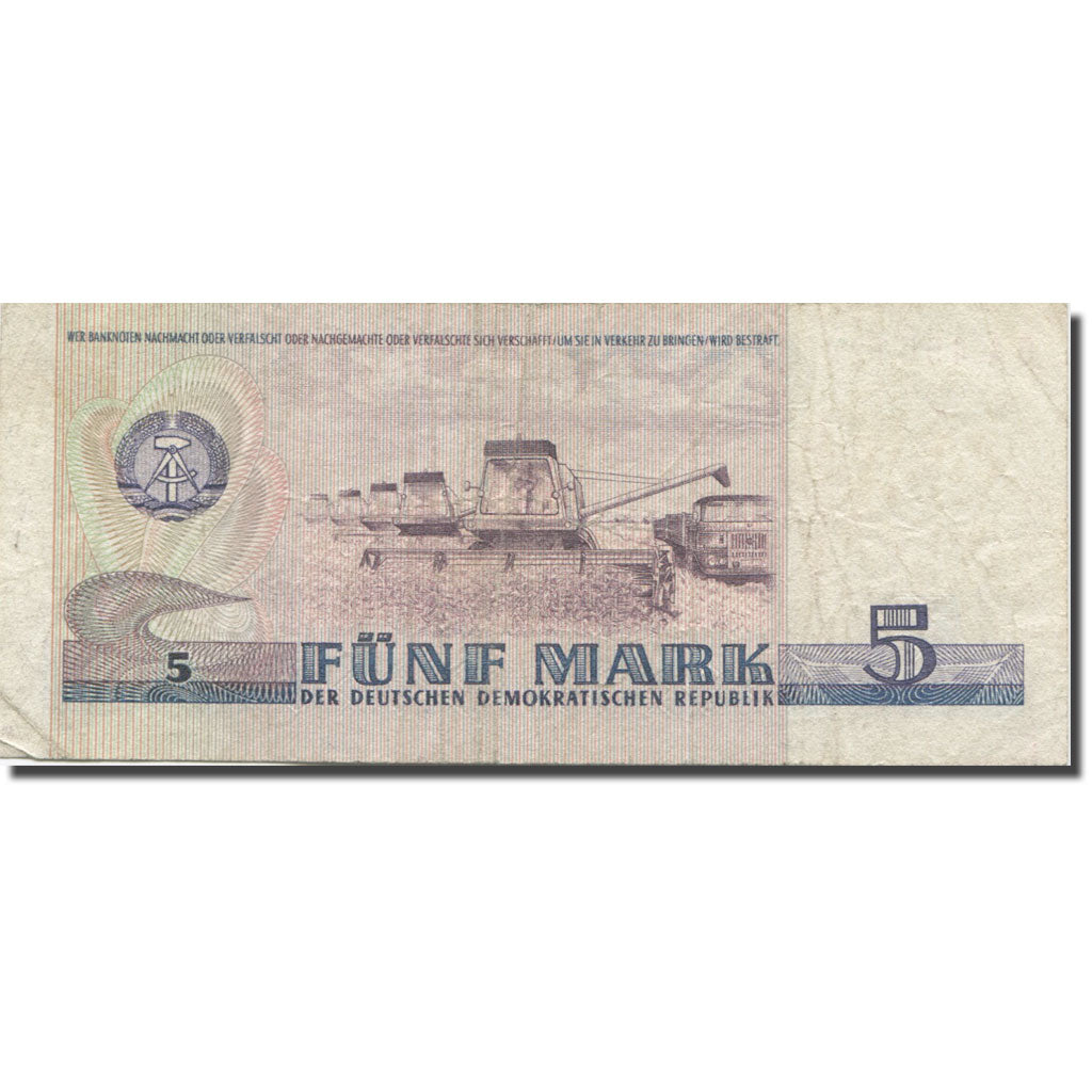 Banknote, Germany - Democratic Republic, 5 Mark, 1971-1985, 1987, KM:27b