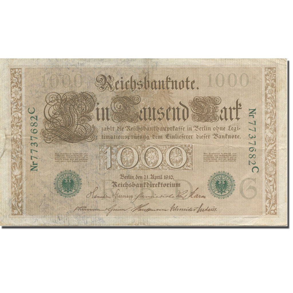 Banknote, Germany, 1000 Mark, 1910, 1910-04-21, KM:45b, AU(55-58)