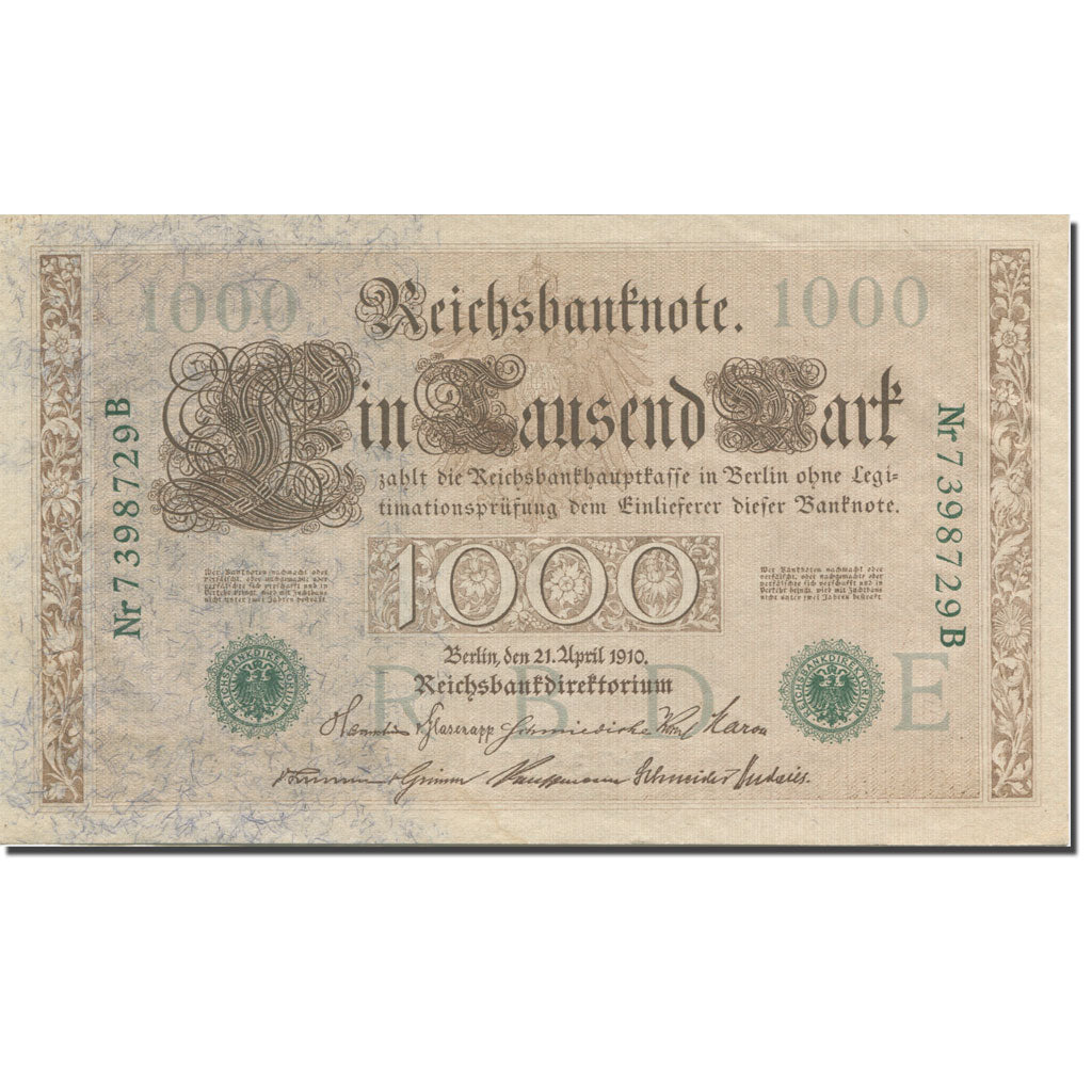 Banconote, Germania, 1000 Mark, 1910, 1910-04-21, KM:45b, SPL