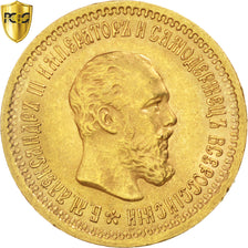 Russia, Alexander III, 5 Roubles, 1889, Gold, KM:42, PCGS MS62