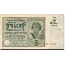 Banknot, Niemcy, 5 Rentenmark, 1925-1926, 1926-01-02, KM:169, EF(40-45)