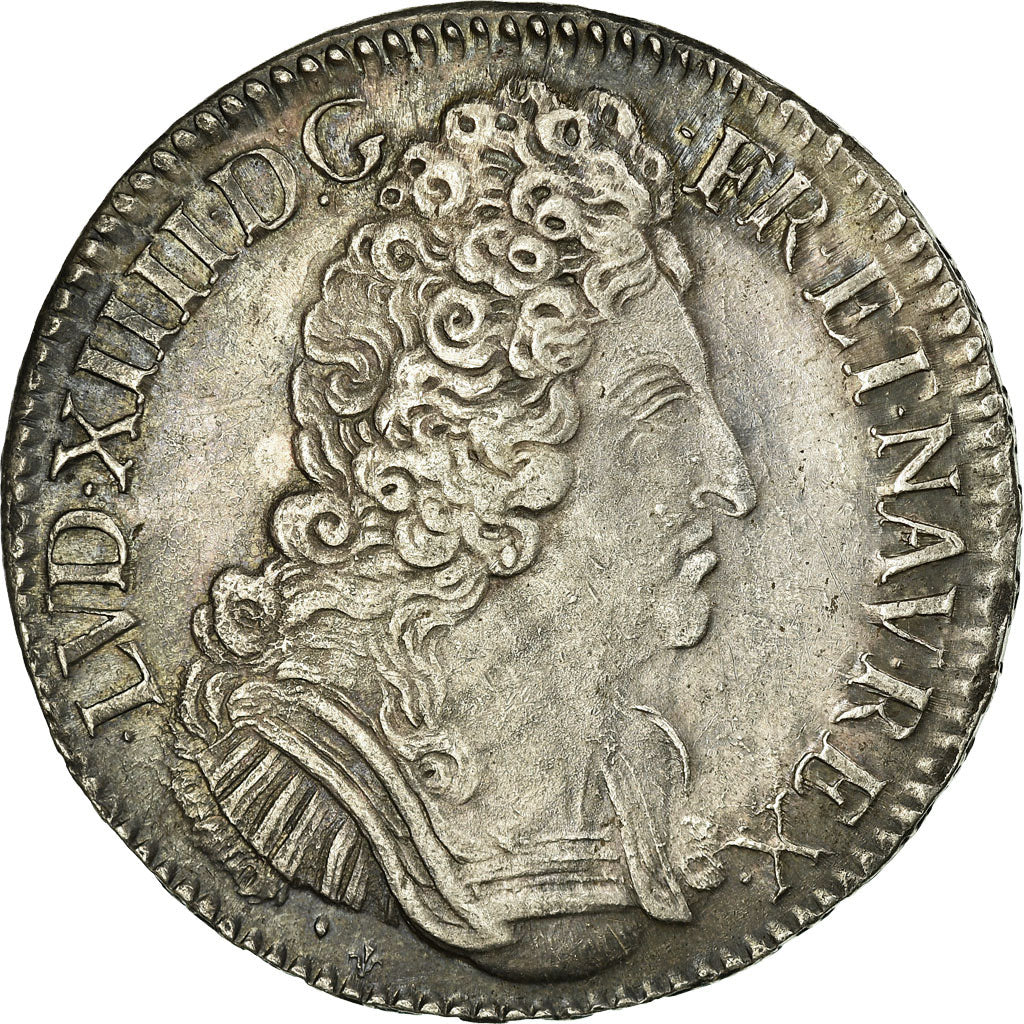 FRANCE, Écu aux 3 couronnes, ECU, 1709, Bordeaux, KM #386.9, AU(50-53), Silver, 