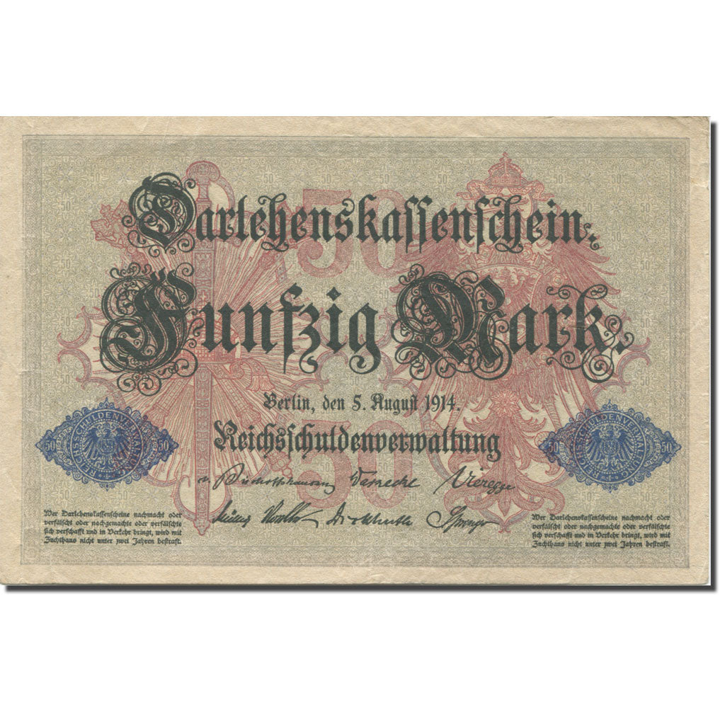 Banknote, Germany, 50 Mark, 1914, 1914-08-05, KM:49b, AU(55-58)