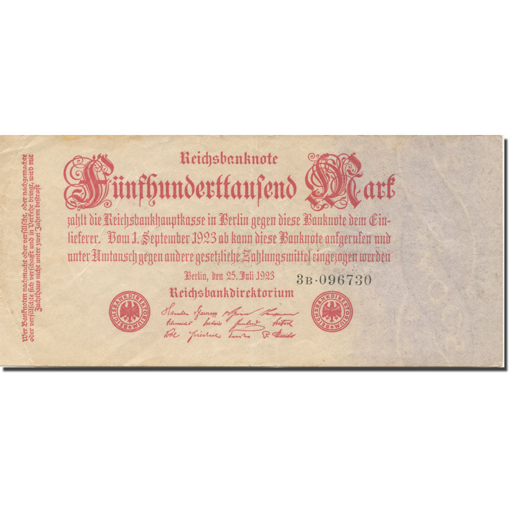 Banknote, Germany, 500,000 Mark, 1923, 1923-07-25, KM:92, AU(55-58)