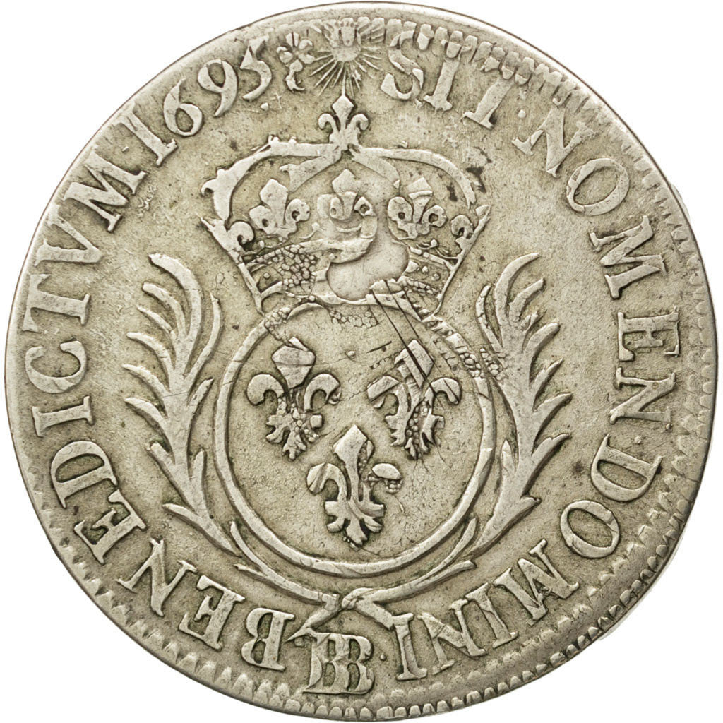 FRANCE, 34 Sols de Strasbourg, 1/2 ECU, 1695, Strasbourg, KM #308, EF(40-45),...
