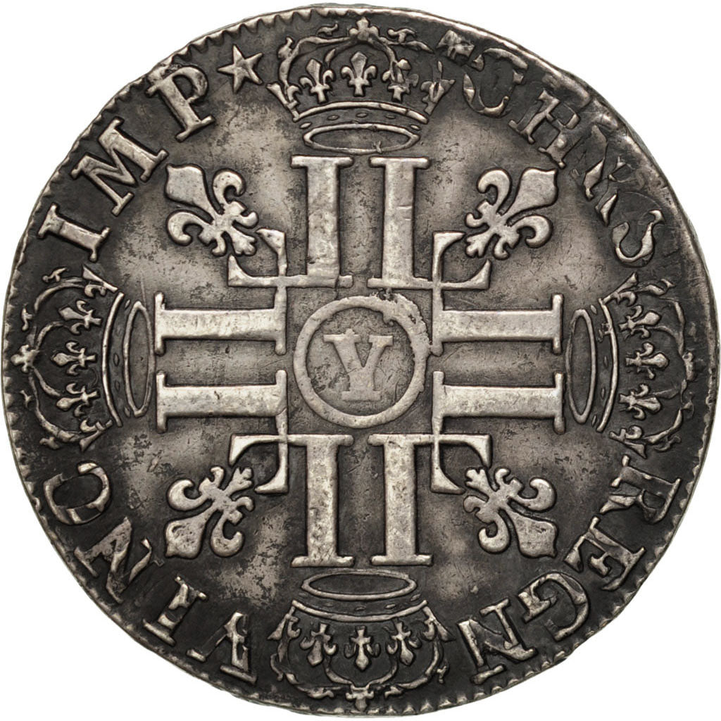 FRANCE, 1/2 Écu aux 8 L, 1/2 ECU, 1691, Bourges, KM #273.16, EF(40-45), Silver,