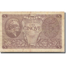 Banconote, Italia, 5 Lire, 1944, 1944-11-23, KM:31a, MB+